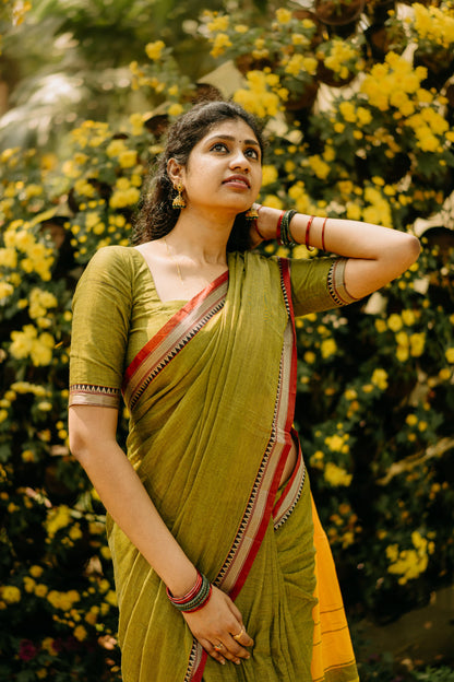 Ashwini Mehandi Green Narayanpet Cotton Saree