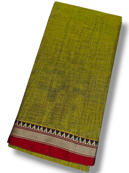 Ashwini Mehandi Green Narayanpeth Pure cotton saree with Running blouse piece (Same as saree)