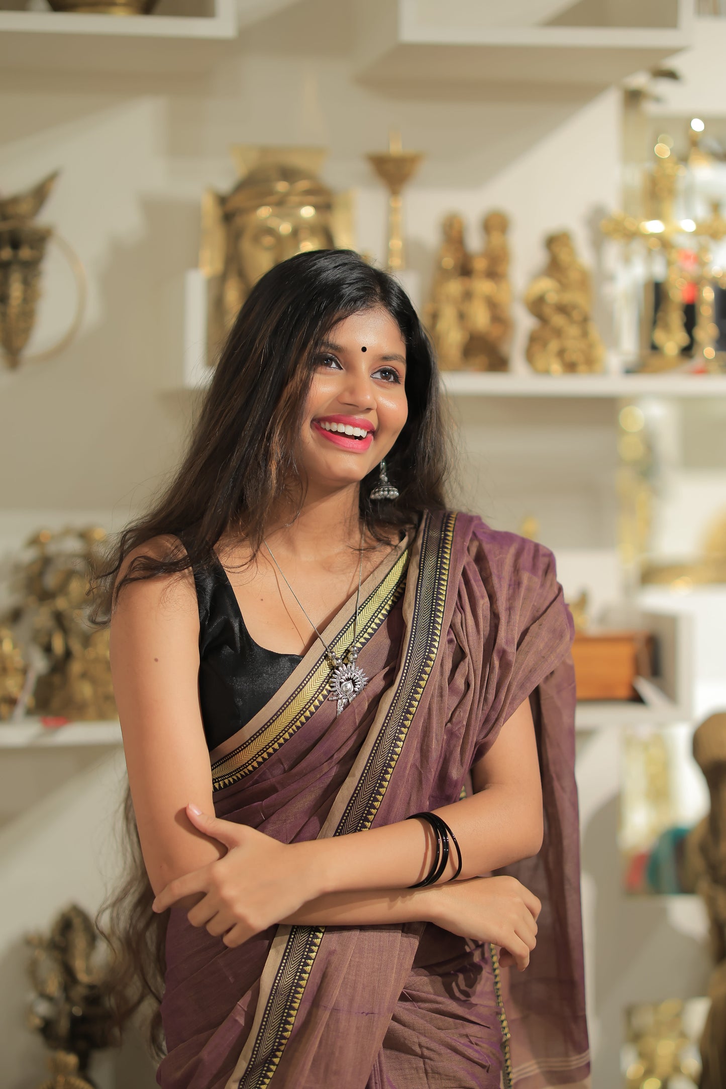 Ashwini Bluish Grey Narayanpet Pure cotton saree