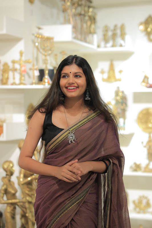 Ashwini Bluish Grey Narayanpet Pure cotton saree