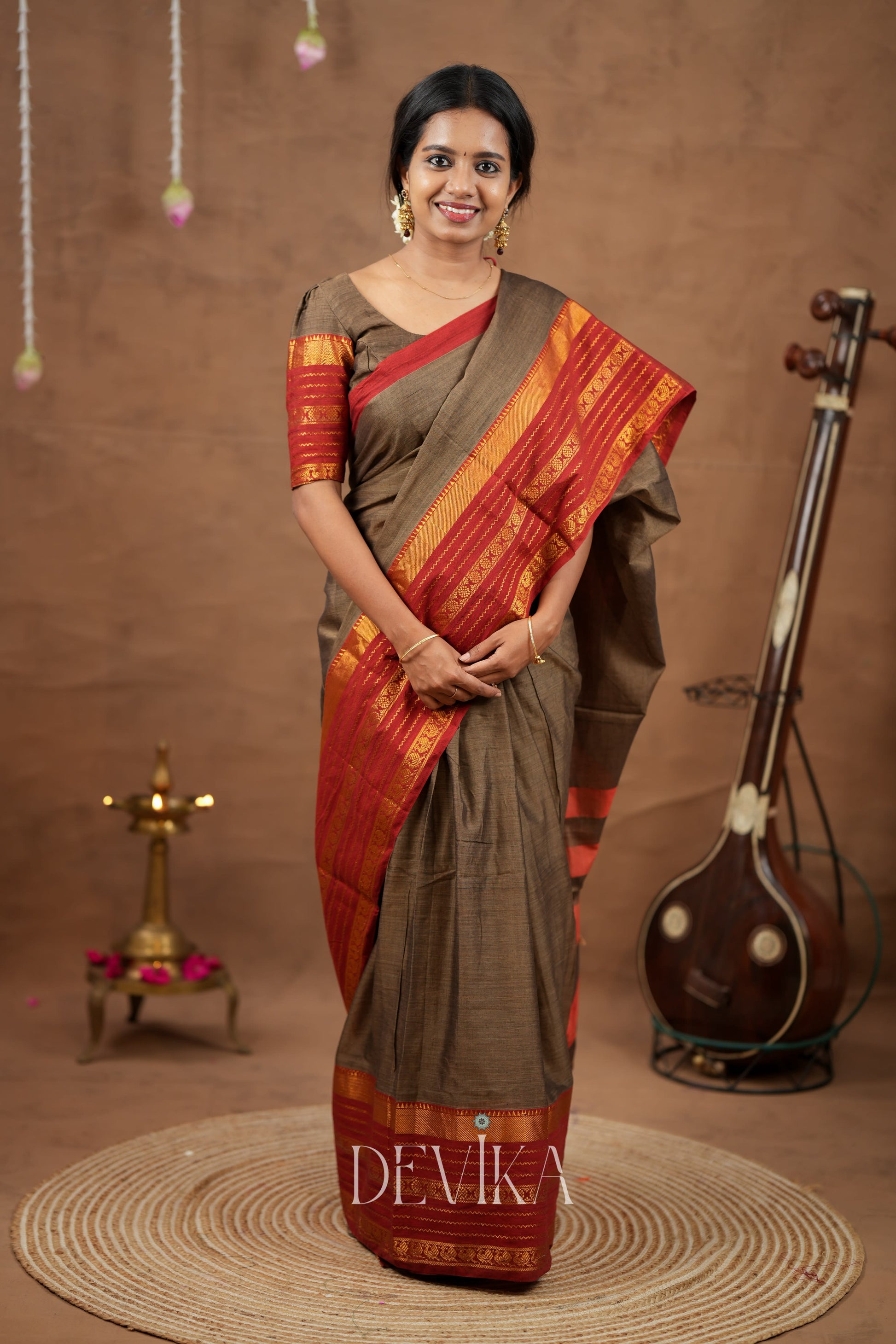 Beige Jari Border Narayanapet Pure Cotton saree