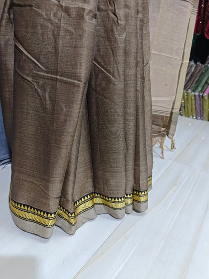 Biege Ashwini Narayanpeth Pure cotton saree with Running blouse piece (Same as saree)
