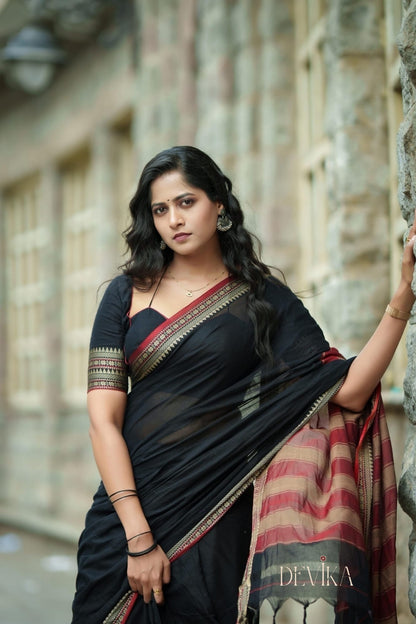Black Gouthami Narayanapet Pure Cotton saree