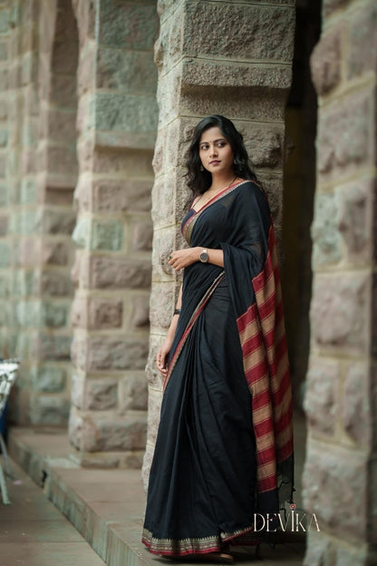 Black Gouthami Narayanapet Pure Cotton saree