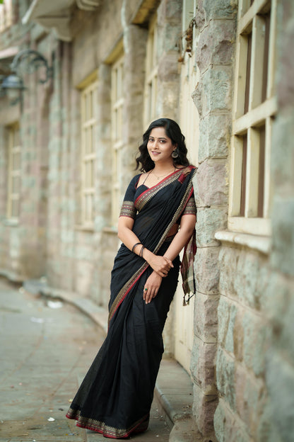 Black Gouthami Narayanapet Pure Cotton saree