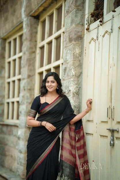 Black Gouthami Narayanapet Pure Cotton saree