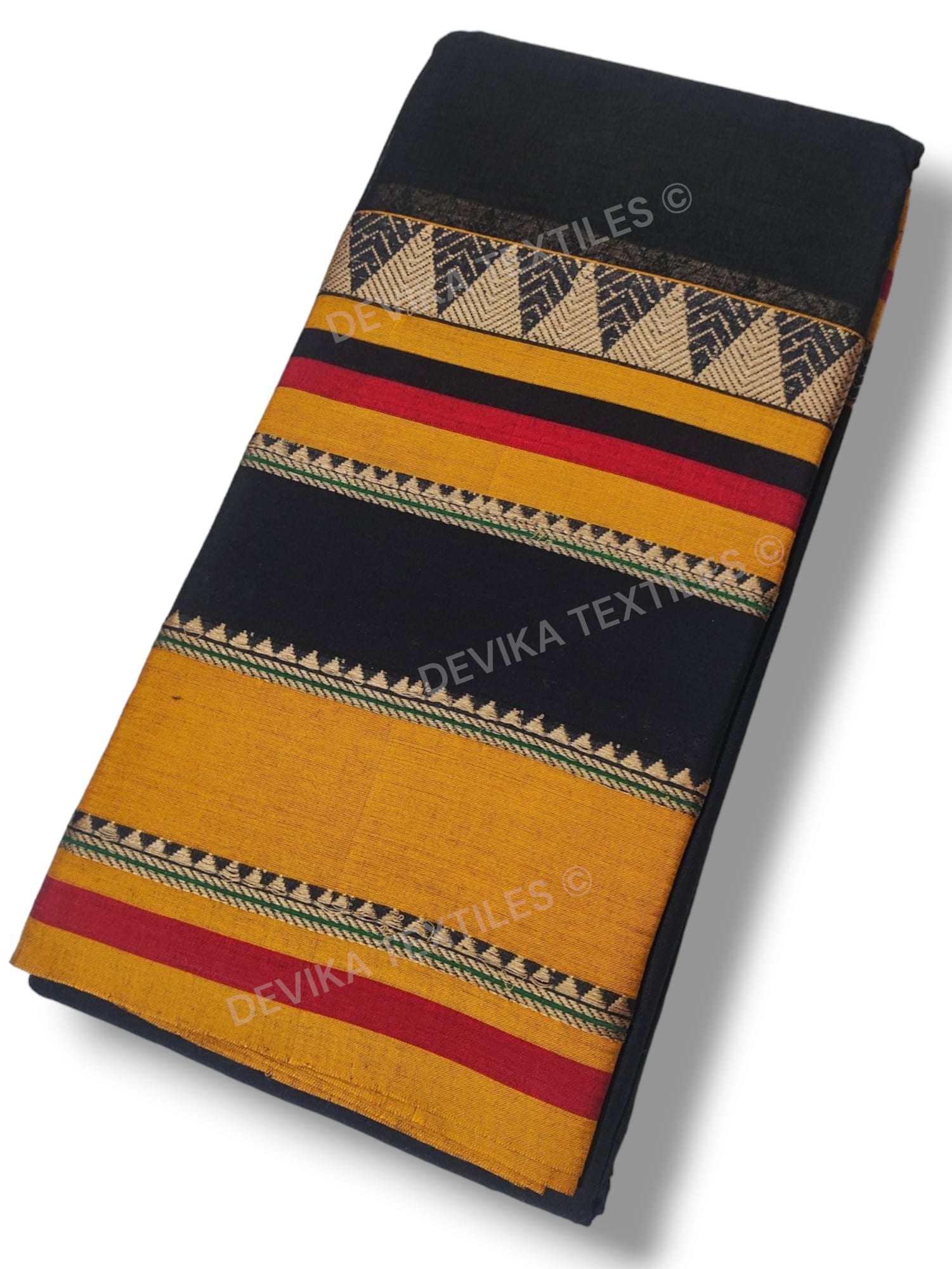 Black Rangoli Border Narayanpet pure Cotton saree with running blouse piece