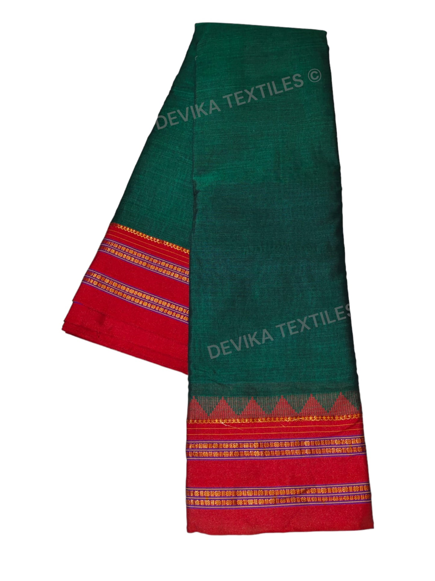 Bottle Green Sanvi Narayanpeth Pure Handloom Cotton Saree With Running Blouse Piece(Same As saree)