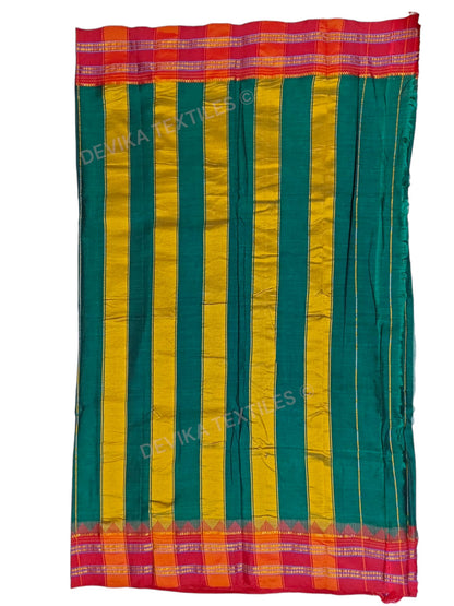 Bottle Green Sanvi Narayanpeth Pure Handloom Cotton Saree With Running Blouse Piece(Same As saree)