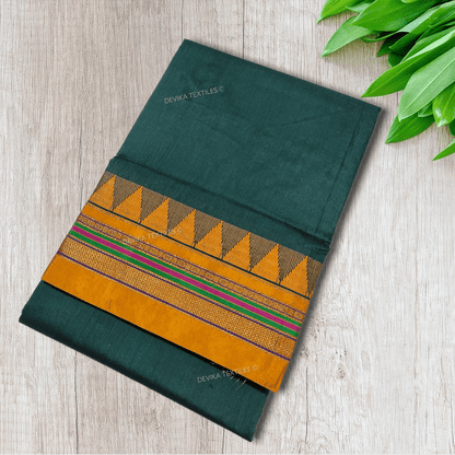 Bottole Green Ilkal Cottonsilk M Border Saree with Running blouse piece