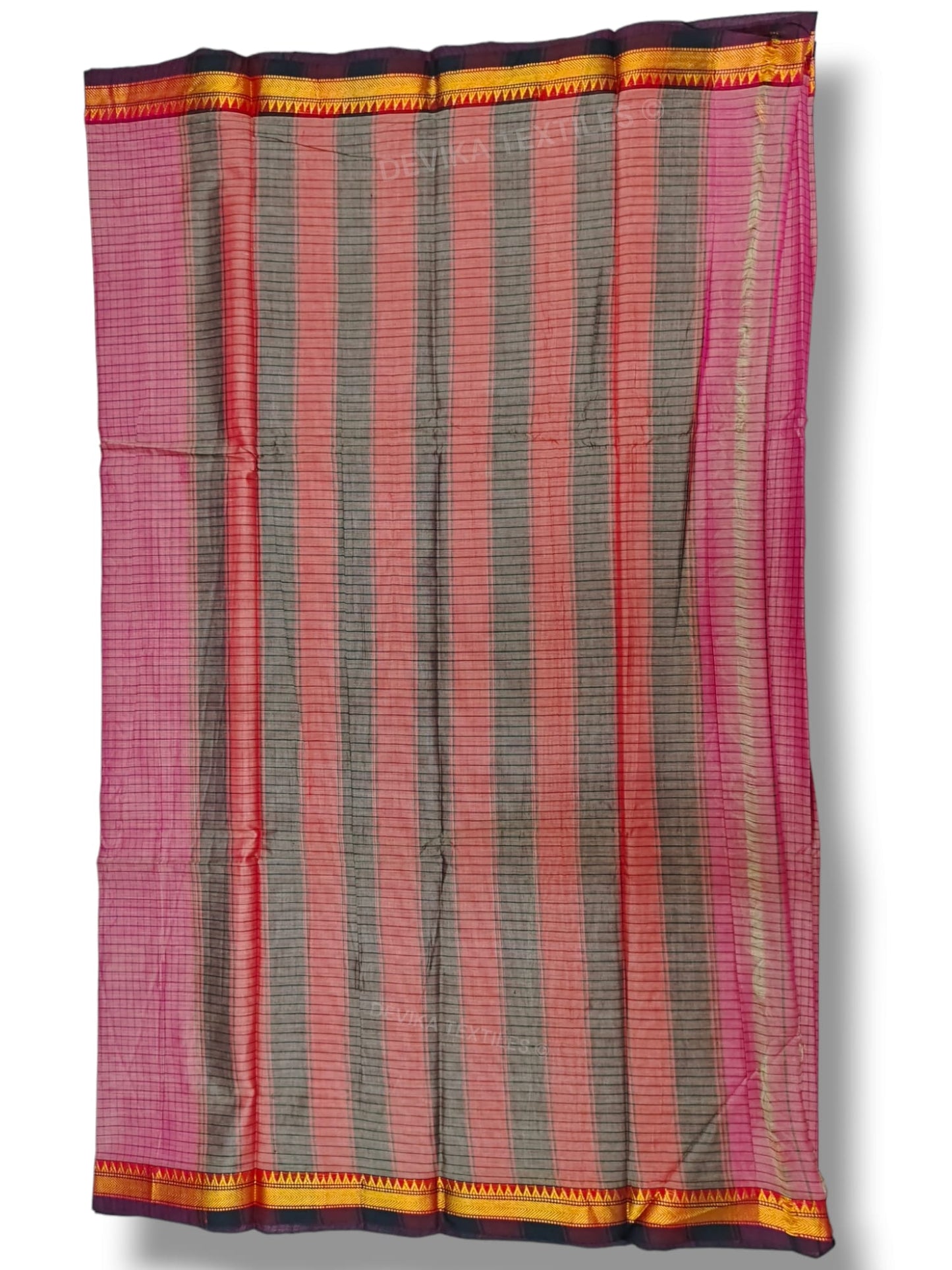 Brick Red Ashwini Narayanapet Pure Cotton saree with running blouse piece (Same As Saree)
