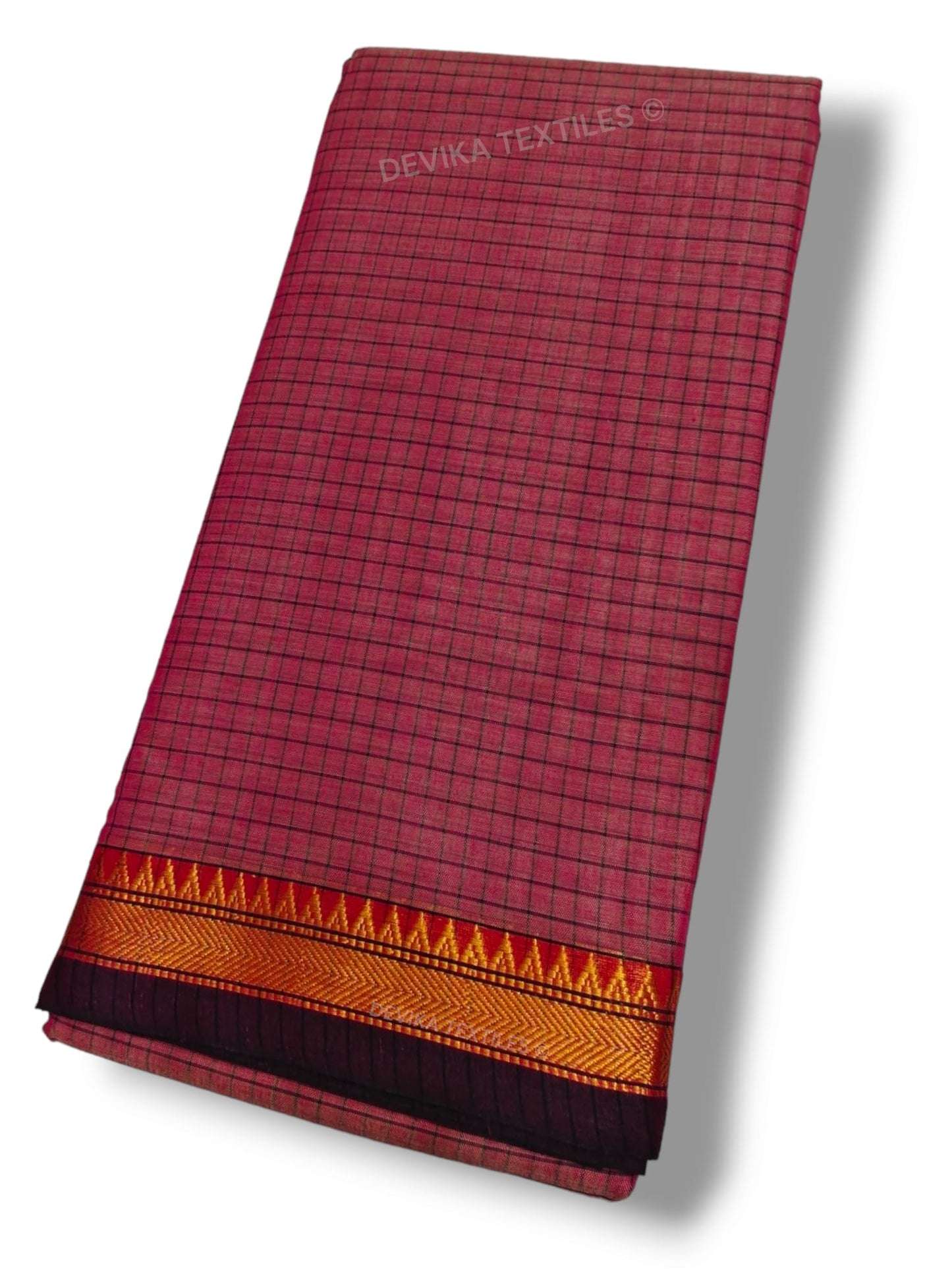 Brick Red Ashwini Narayanapet Pure Cotton saree with running blouse piece (Same As Saree)