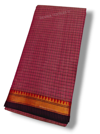 Brick Red Ashwini Narayanapet Pure Cotton saree with running blouse piece (Same As Saree)