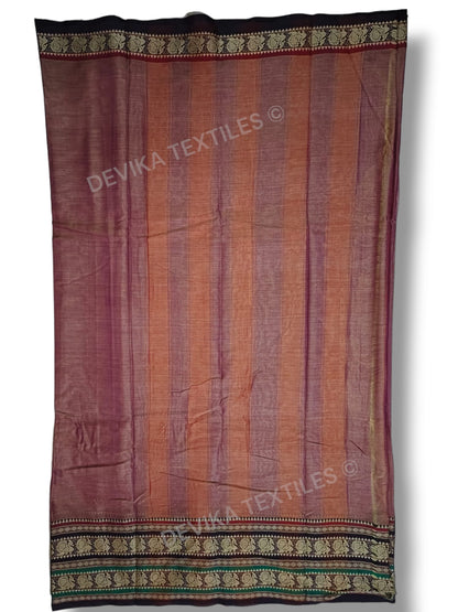 Brick Red Shravvya Narayan peth Pure Handloom Cotton Saree with running blouse piece (Same As saree)