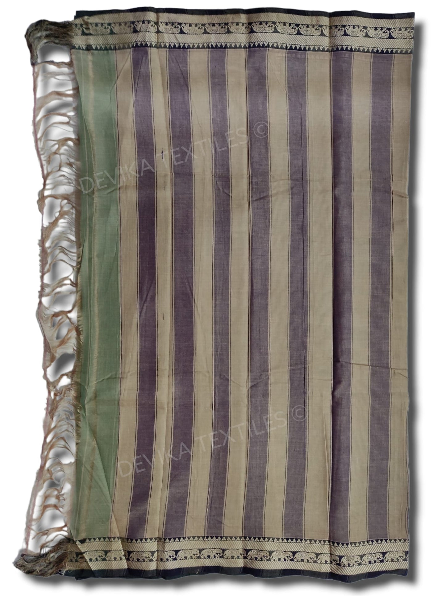 Brick Red elephant thread border narayanpet cotton sarees with running blouse piece