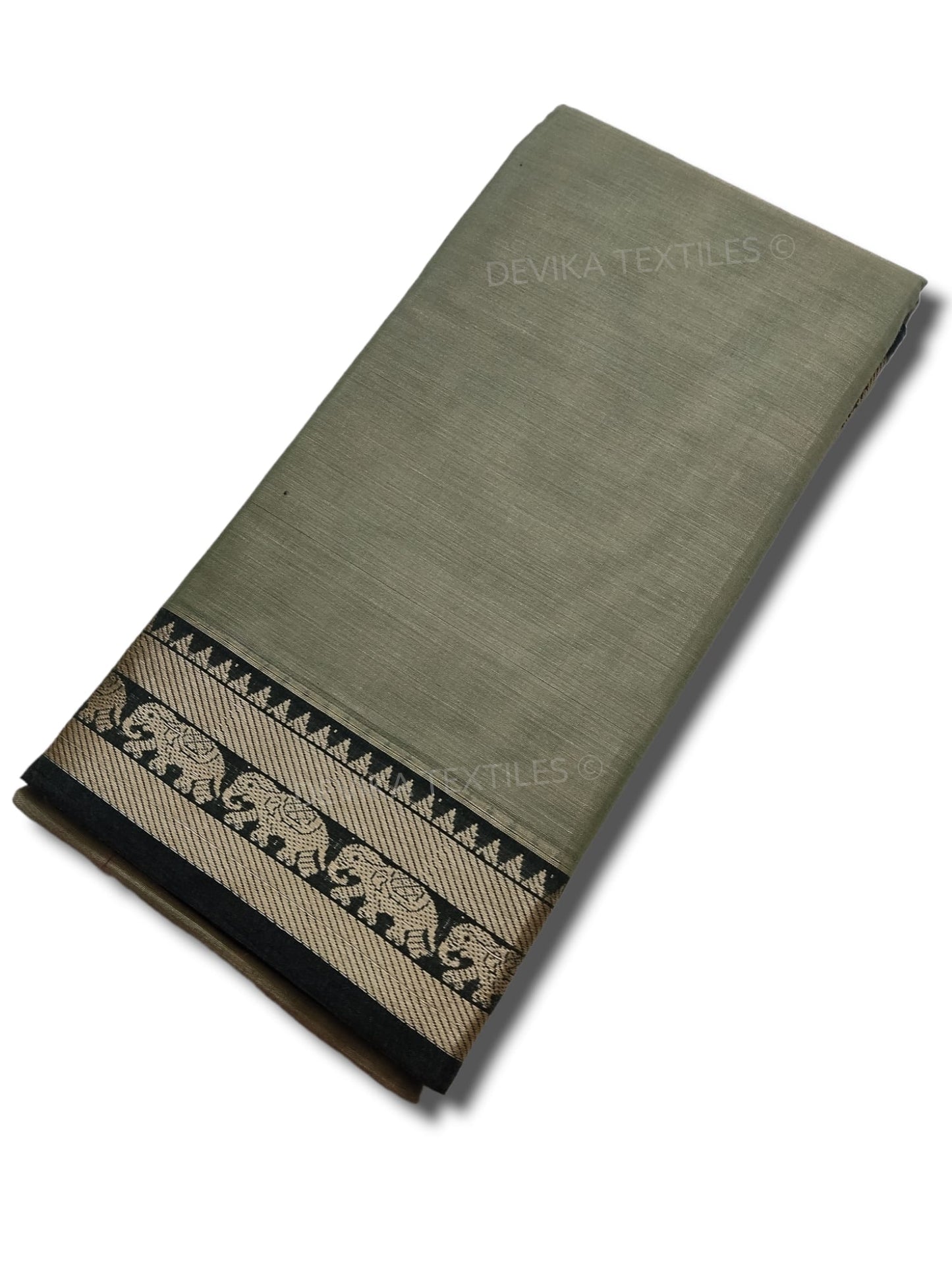 Brick Red elephant thread border narayanpet cotton sarees with running blouse piece