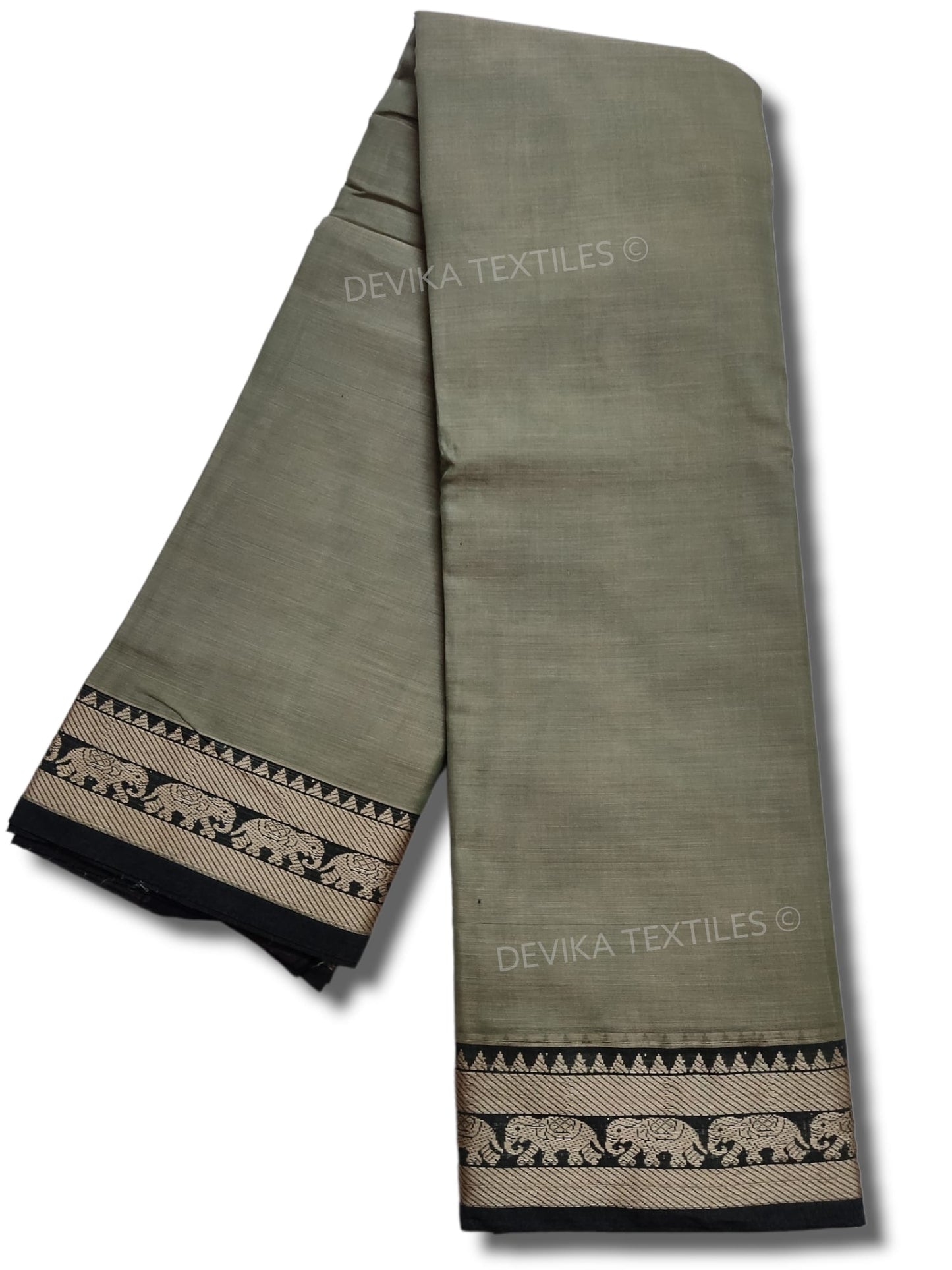 Brick Red elephant thread border narayanpet cotton sarees with running blouse piece