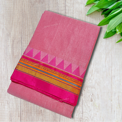 Brick Red ilkal Cottonsilk Saree with Running blouse piece