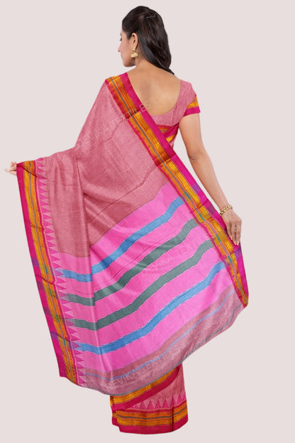 Brick Red ilkal Cottonsilk Saree with Running blouse piece