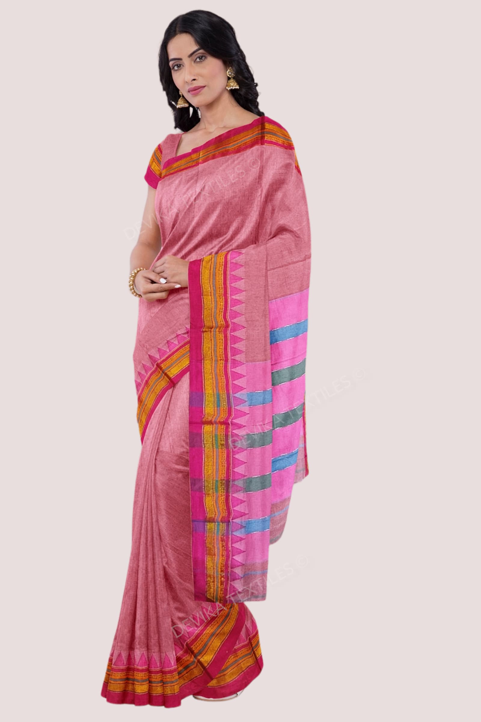 Brick Red ilkal Cottonsilk Saree with Running blouse piece