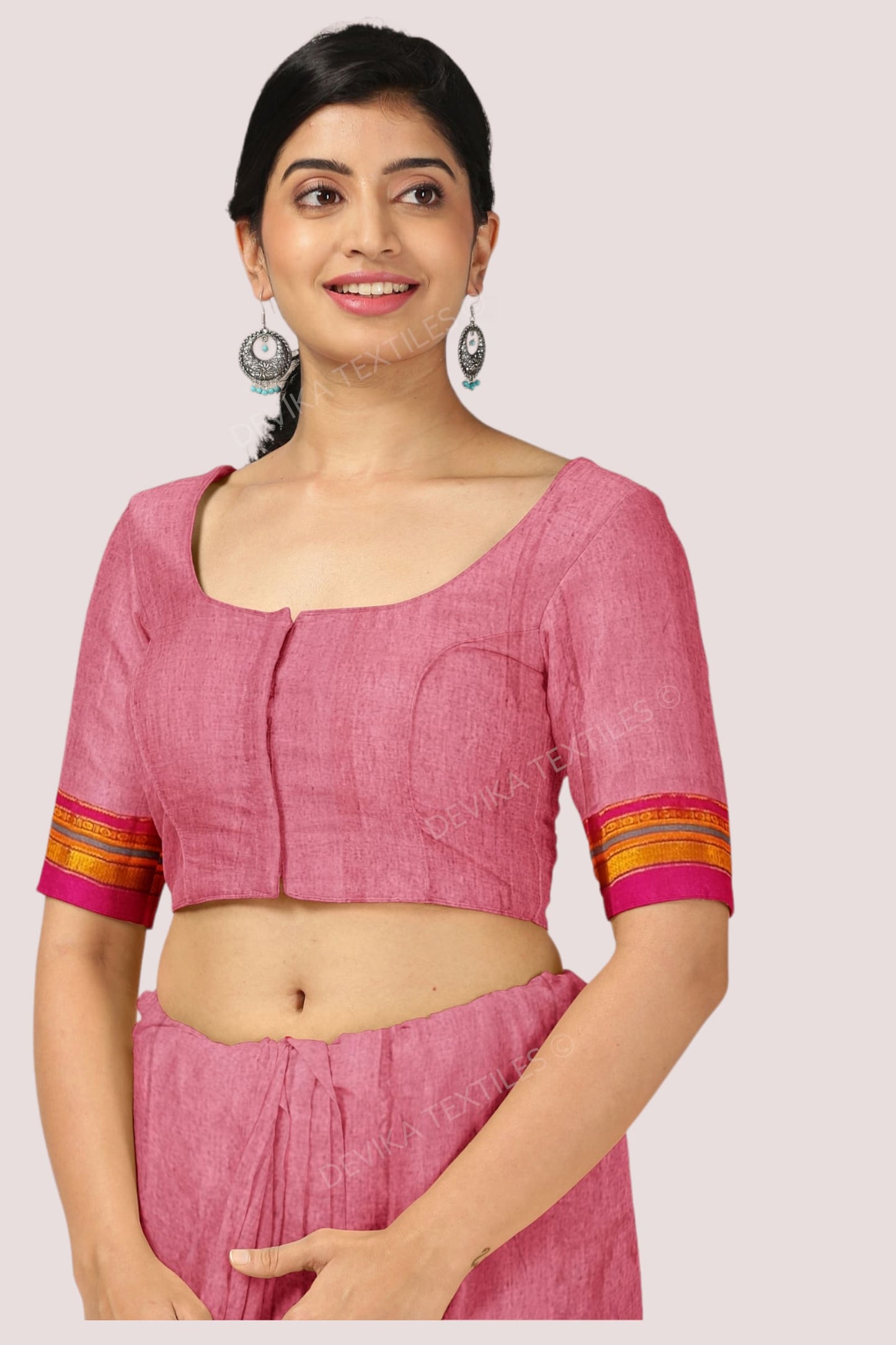 Brick Red ilkal Cottonsilk Saree with Running blouse piece