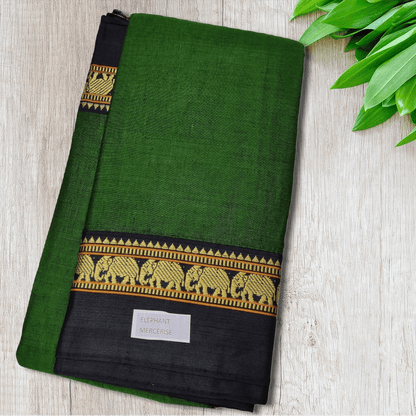 Pure Handloom Narayanpeth Cotton Saree With Running Blouse Piece (Greenb) For Women