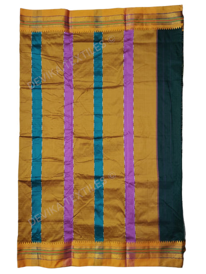 Coffee Ilkal Zig Zag Pattern Cottonsilk Saree with running blouse piece