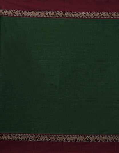 Pure Handloom Narayanpet Cotton Saree With Blouse Piece And Tassels From The Weavers Of Andhra Pradesh(Green+Free Size) For Women