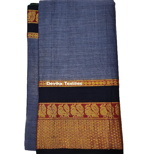 Narayanpet Pure Cotton Handloom Saree With Running Blouse Piece (Cement Color) For Women