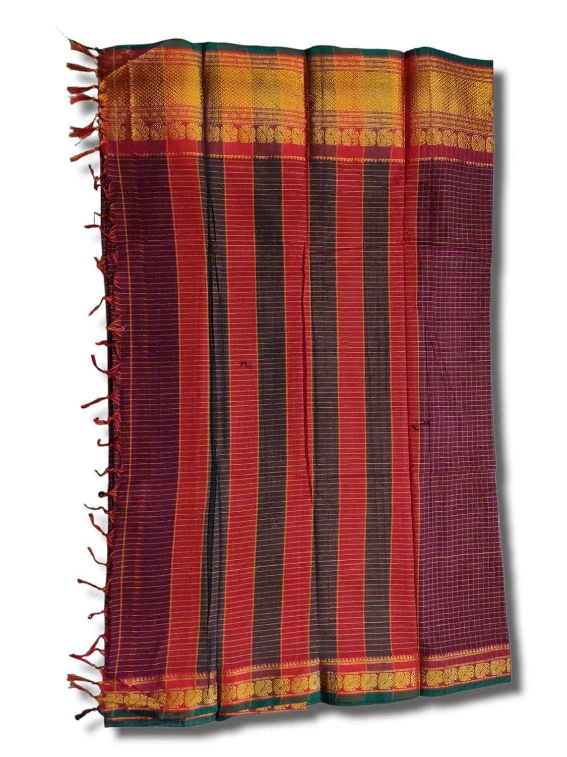 Women'S Narayanpet Checks Cotton Saree With Running Blouse Piece (Multi)