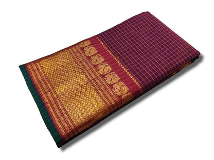 Narayanpet Check Cotton Saree With Running Blouse Piece (Multi) For Women
