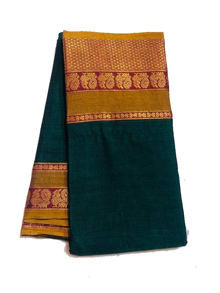 Sarees Pure Handloom Narayanpet Cotton Saree Peacock Zari With Blouse Green For Women