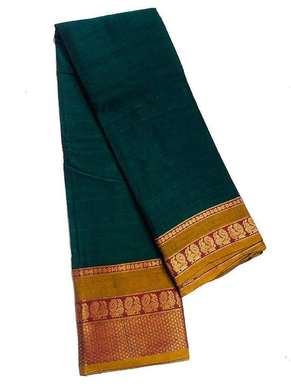 Sarees Pure Handloom Narayanpet Cotton Saree Peacock Zari With Blouse Green For Women