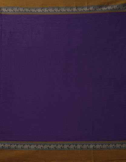 Narayanpet Handloom Cotton Saree With Blouse Piece (Purple+Free Size) For Women
