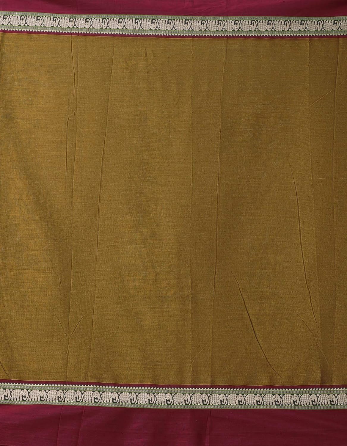 Narayanpet Handloom Cotton Saree With Weaving And Blouse Piece (Brown+Free Size) For Women