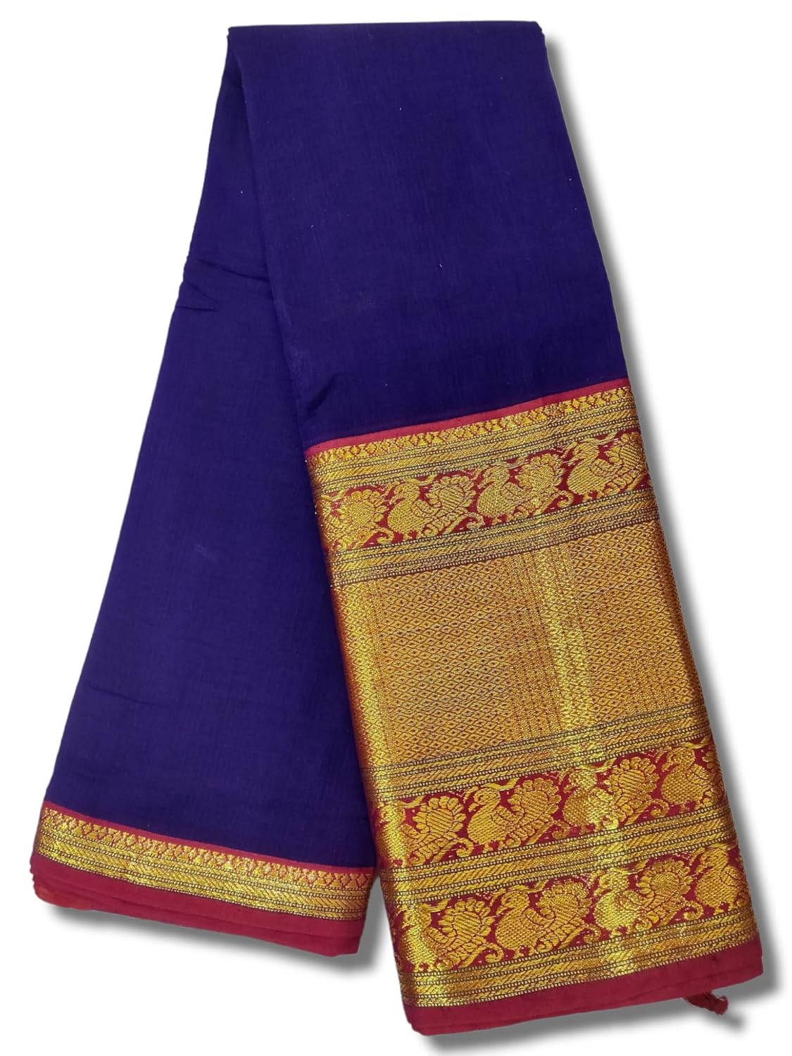 Tri Peacock Narayanpet Pure Cotton Saree With Running Blouse Piece (Jambla) For Women