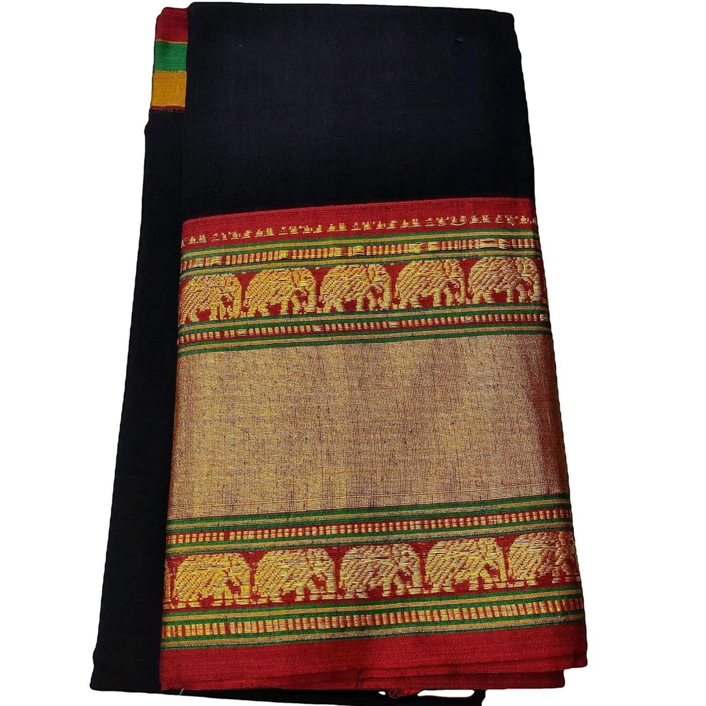 Narayanpet Pure Cotton Elephant Border Saree With Running Blouse Piece For Women
