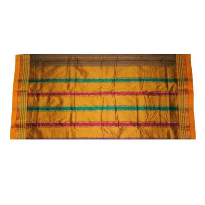 Neyge Women Irkal Ilkal Traditional Handwoven Cotton Silk Star Pattern Satin Jari Border Saree Stripe Pallu (Maroon)