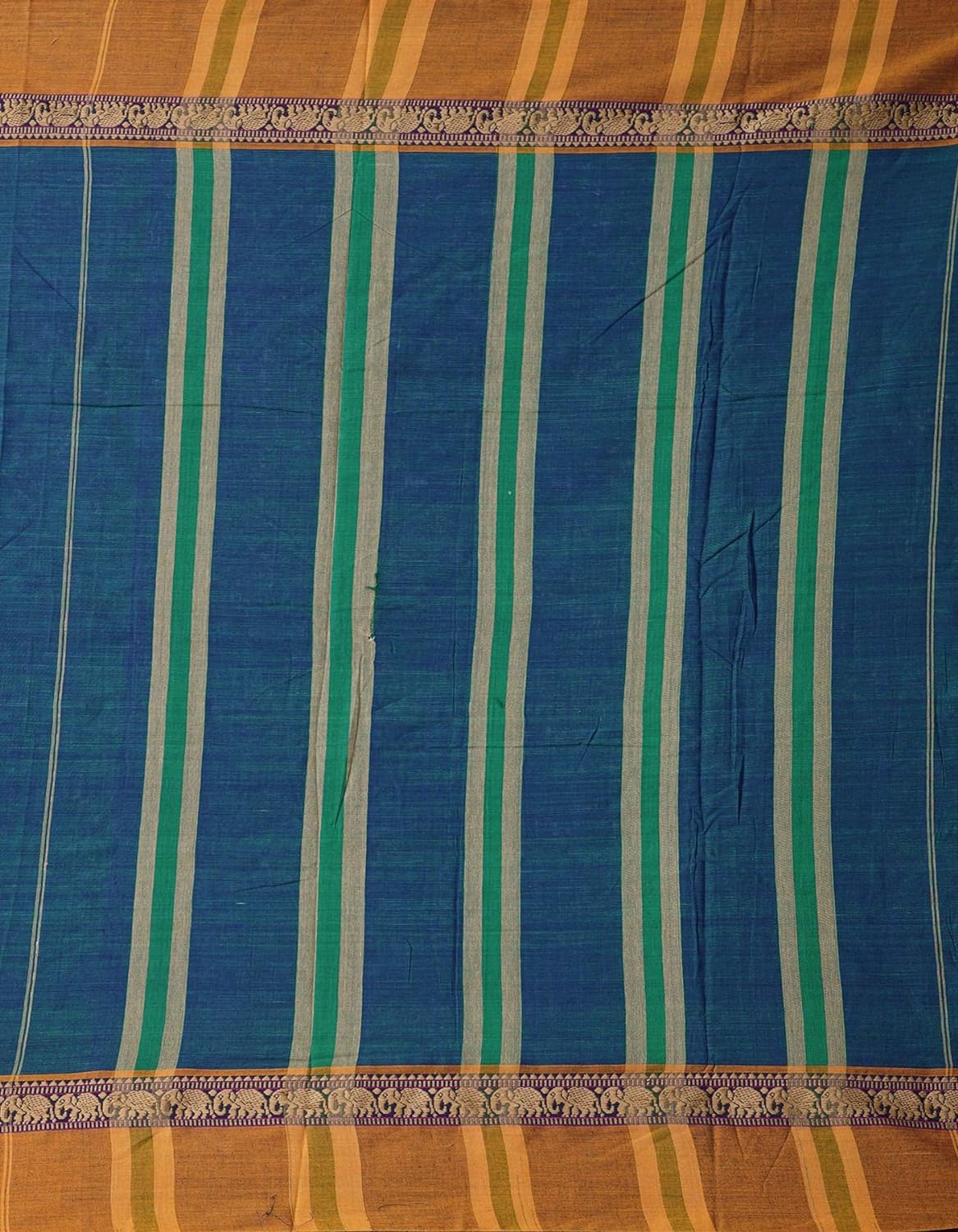 Pure Handloom Narayanpet Cotton Saree With Blouse Piece And Tassels From The Weavers Of Andhra Pradesh (Green+Free Size) For Women