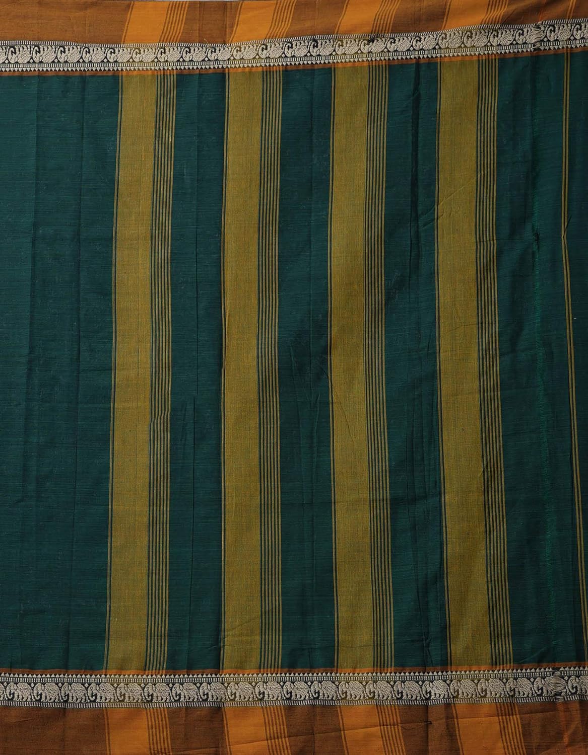 Pure Handloom Narayanpet Cotton Saree With Blouse Piece And Tassels From The Weavers Of Andhra Pradesh (Green+Free Size) For Women