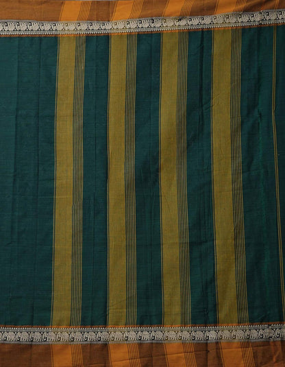 Pure Handloom Narayanpet Cotton Saree With Blouse Piece And Tassels From The Weavers Of Andhra Pradesh (Green+Free Size) For Women