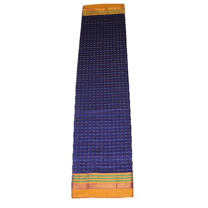 Neyge Women Irkal Ilkal Traditional Handwoven Cotton Silk Star Pattern Satin Jari Border Saree Stripe Pallu (Royal Blue)