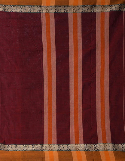 Pure Handloom Narayanpet Cotton Saree With Blouse Piece And Tassels Ends From The Weavers Of Andhra Pradesh (Maroon+Free Size) For Women