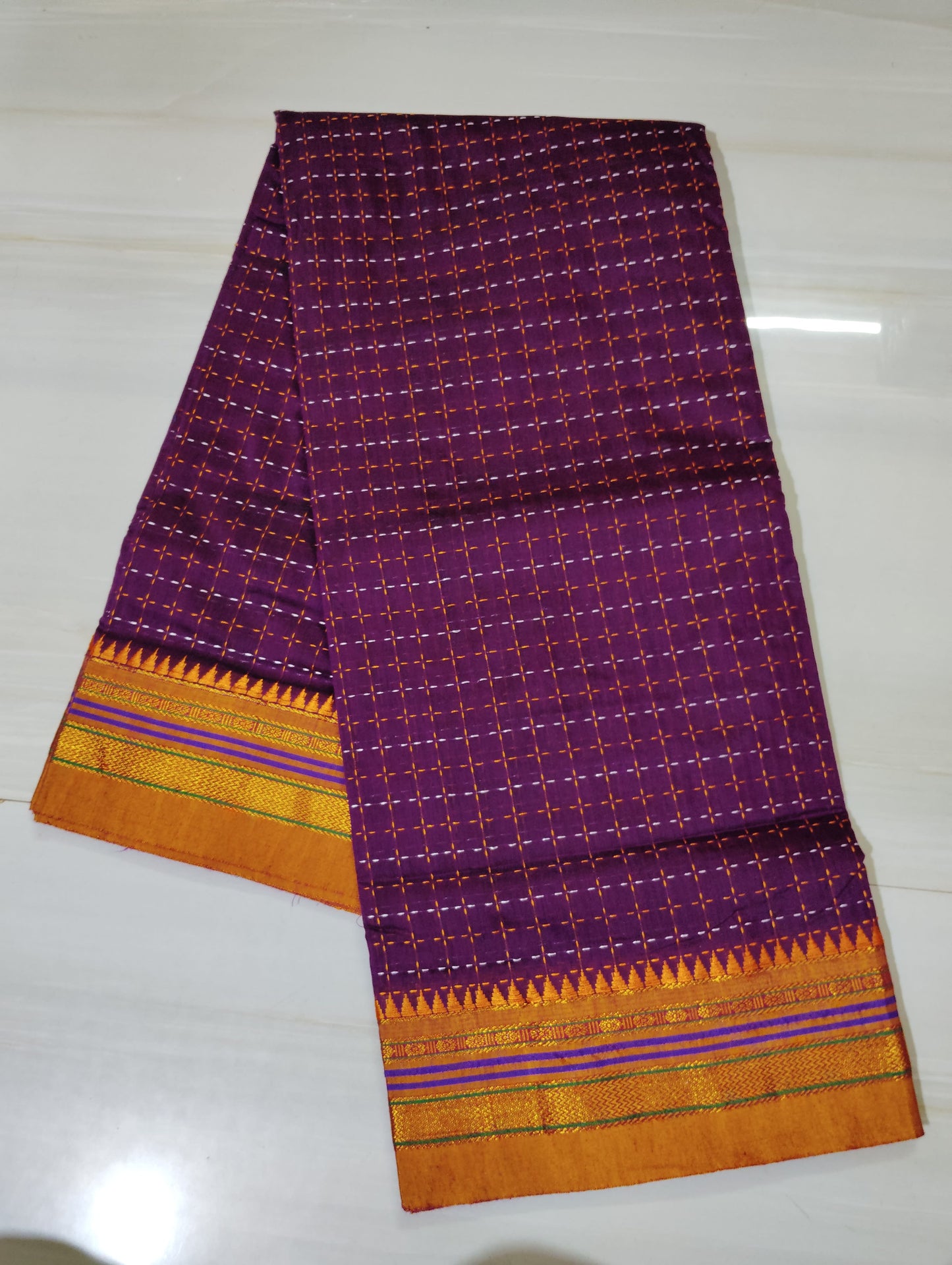 Maganta Cottonsilk Ilkal starplus pattern saree with running blouse piece