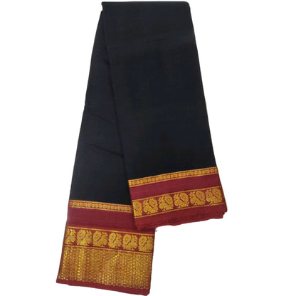 Black  Narayanpet Pure Handloom Cotton Sarees with Running blouse piece (Black)