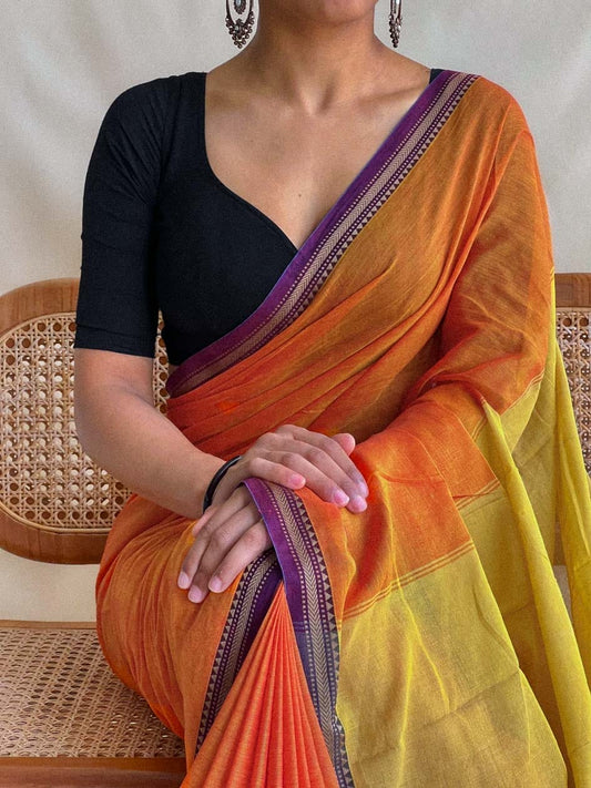 Deep Gold Ashwini Narayanpeth Pure Cotton saree with Running blouse piece (Same as saree)