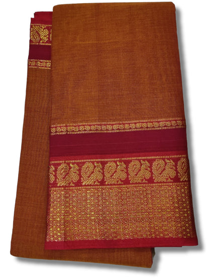 Deep gold Narayanpet Cotton saree with Running blouse piece (6.20M)