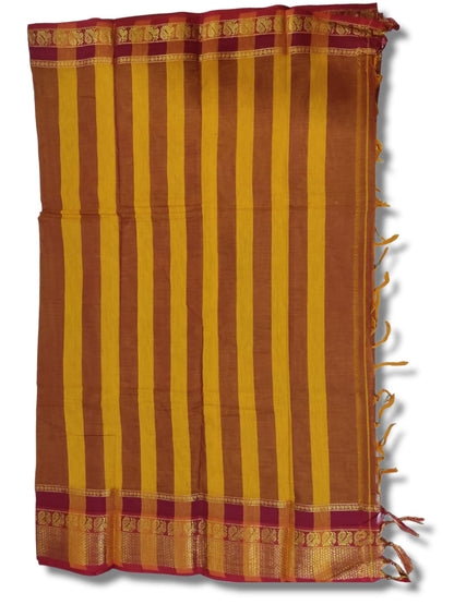 Deep gold Narayanpet Cotton saree with Running blouse piece (6.20M)