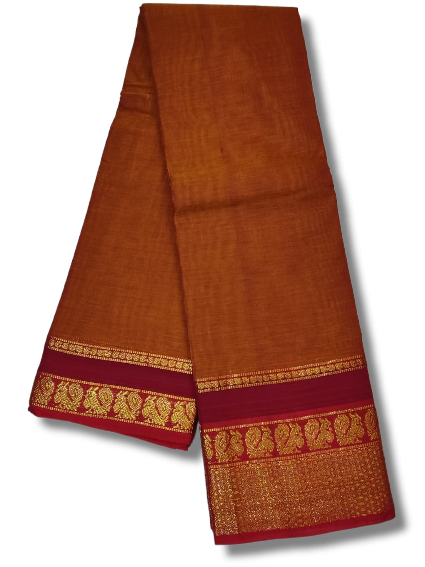 Deep gold Narayanpet Cotton saree with Running blouse piece (6.20M)
