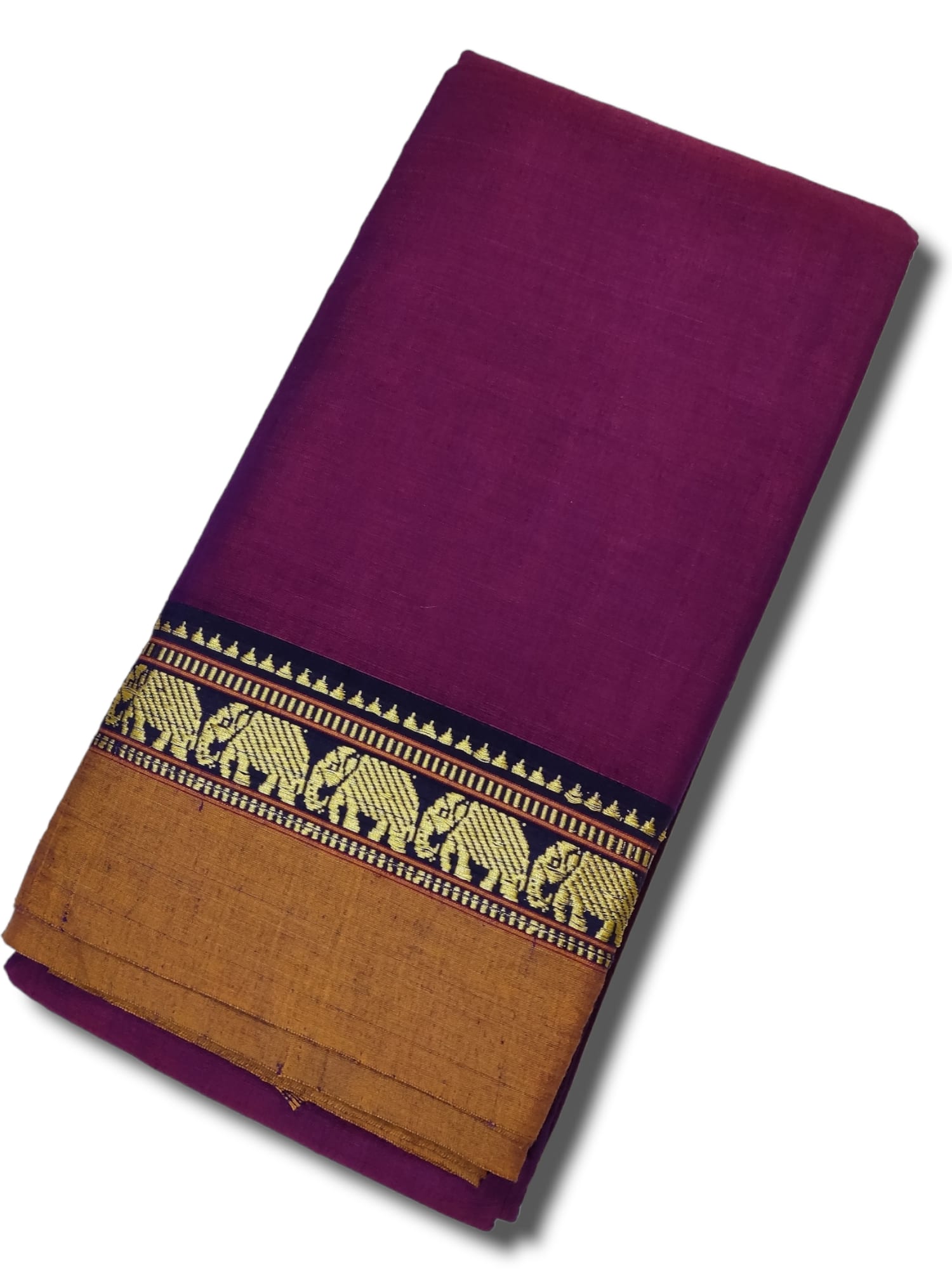 Double Shaded Elephant Border Narayanpet Pure Handloom Cotton Saree(red+Voilet)